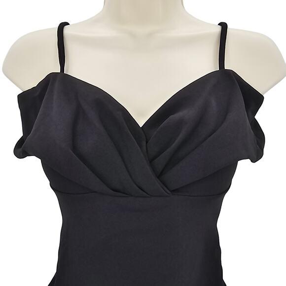 Nookie Womans size XS Phoenix Off Shoulder Midi Dress Gown in Black Bodycon NEW - Picture 3 of 8